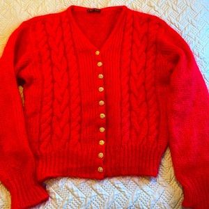 Vintage Italian Red Cashmere Cardigan